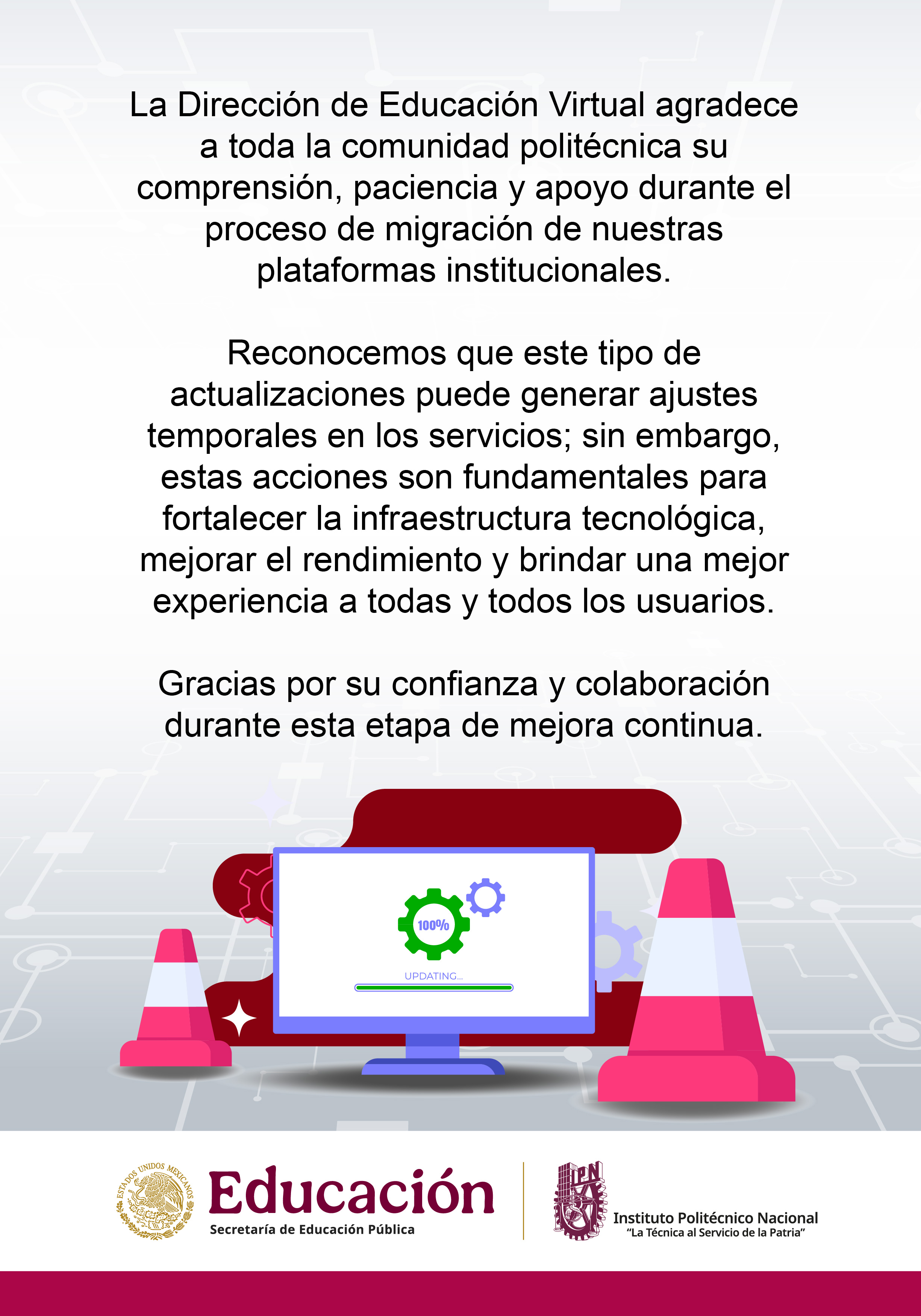 notificación de agradecimiento sobre migración 